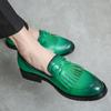 Designer Style Dress Shoes for Men Fashion Green New Business Casual Shoes Slip On Leather Shoes Tassel Men Wedding Party Shoes