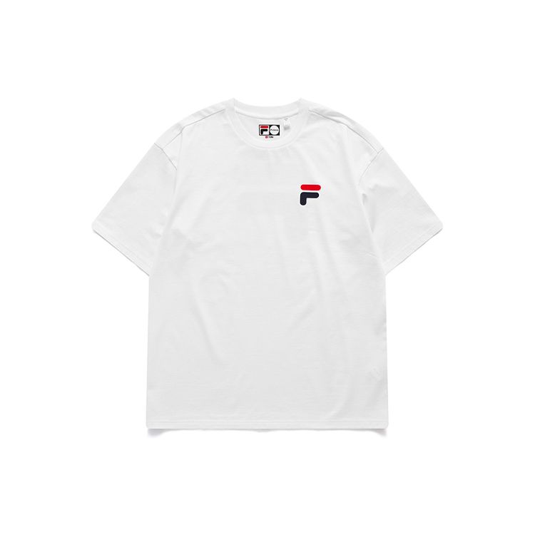 FILA Fusion Casual Sports Round Neck Printed Short Sleeve T-Shirt Unisex Tops White T11U126110KWT