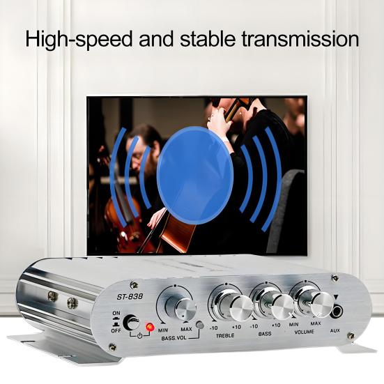 ST-838 2.1 Channel Amplifier Aluminum Alloy HiFi Power Amplifier Bass And