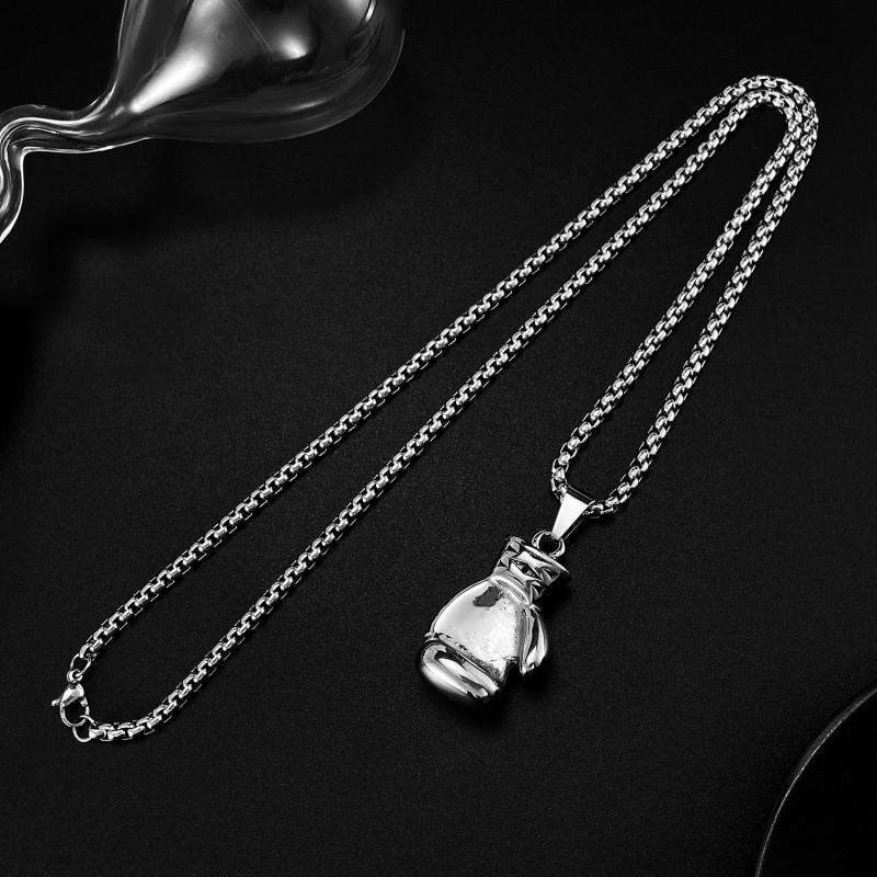 European American Street Hip-hop Stainless Steel Boxing Ring Necklace Personalized Classic Titanium Men's Accessories