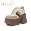 Fashion AIYUQI Women High Heels 2025 New Spring Genuine Leather Women Shoes Lace-up 11 Cm Height Color Matching Women Casual Shoes