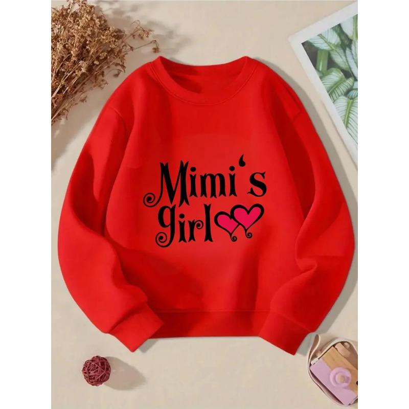 European sizes Kids' Crewneck Sweatshirt - Mimi's Kid Hearts Pattern Print , Sportswear And Casual Wear, Soft And Comfortable, Children's Clothing