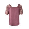 Women's Casual Loose Short Sleeve V-Neck Feather Lace Lace Sleeve Top Blouse