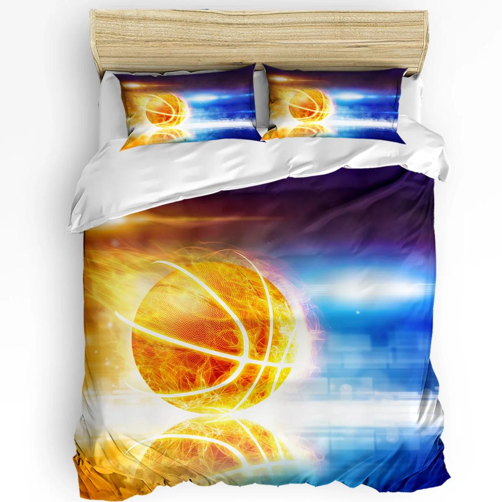 Баскетбольный силуэт спортивный комплект постельного белья 3 шт пододеяльник наволочка детский взрослый пододеяльник двуспальная кровать комплект домашнего текстиля