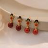 Серьги из киновари в национальном стиле для женщин в год зодиака Простые и универсальные красные серьги в национальном стиле