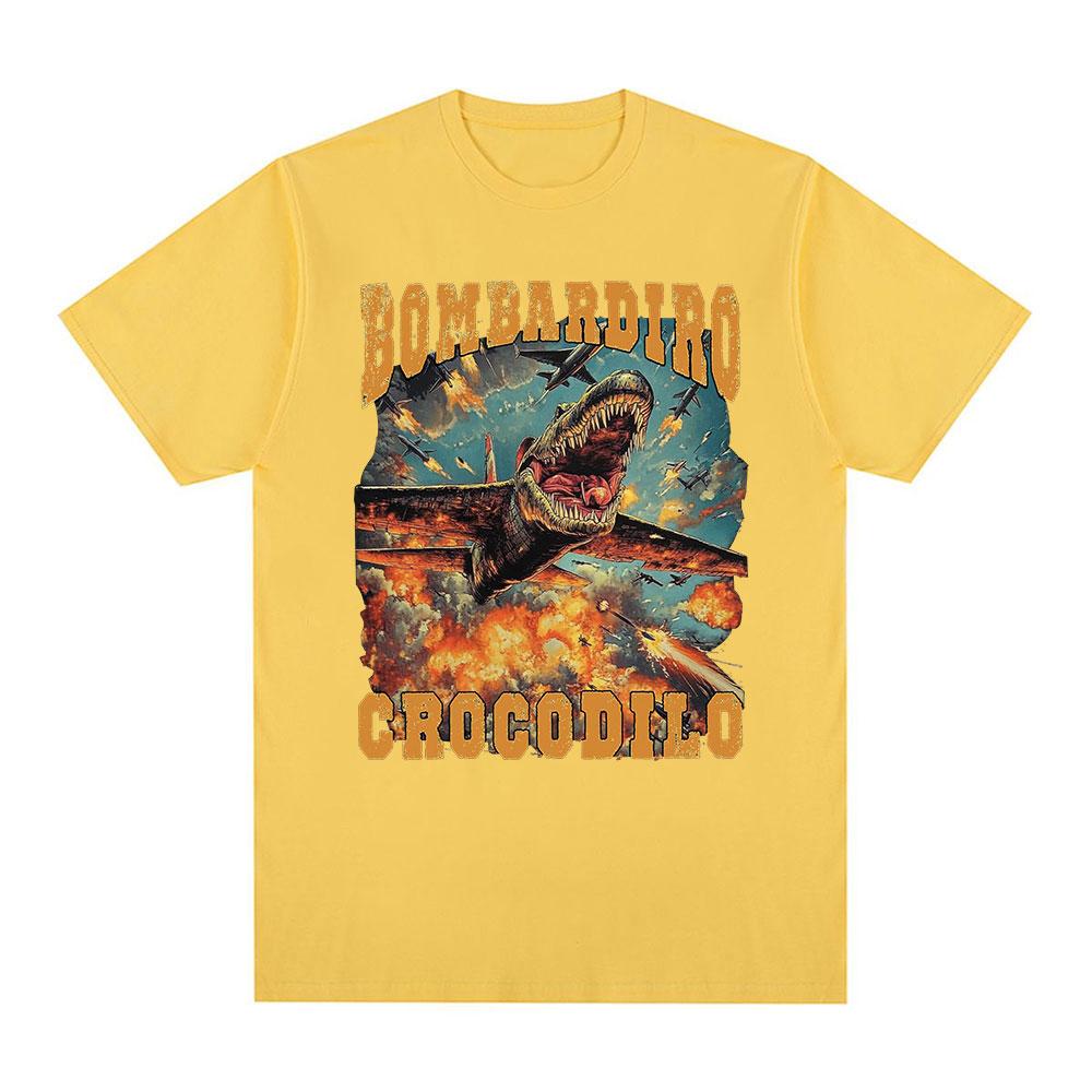 Bombardiro Crocodilo Funny Crocodile Plane Bomber Meme Graphic T-shirt Men's Women Clothing Casual Cotton Short Sleeve T Shirts