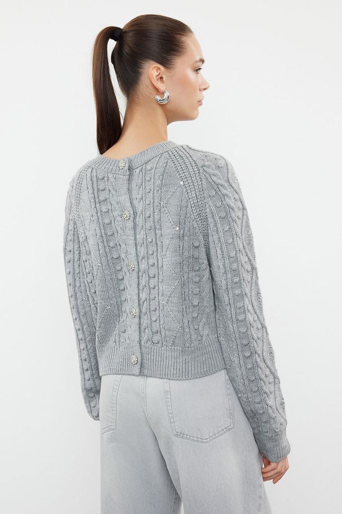 Women's Fashionable Stylish Sweater Gray Reversible Knitwear Sweater