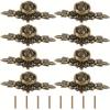8pcs Elegant Rose Cabinet Pulls with Backplate In Antique Bronze, Drawer Pull Handles In Zinc for Dressers, Drawers, Cabinets, with Mounting Screws