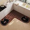 L-Shaped Non-Slip Diatomaceous Kitchen Floor Mat - Cartoon Design, Wear-Resistant, Easy To Clean, Water Absorbent.