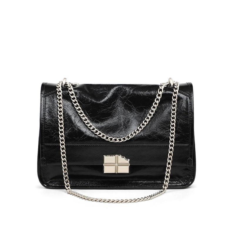 Womens Genuine Leather Crossbody Bag Small Square Shoulder With Chain Strap Daily Use