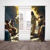 Jesus Painting Printed Curtain, Polyester Semi-transparent 2pcs Curtain -, Suitable for Living Room Decoration, Home Decoration