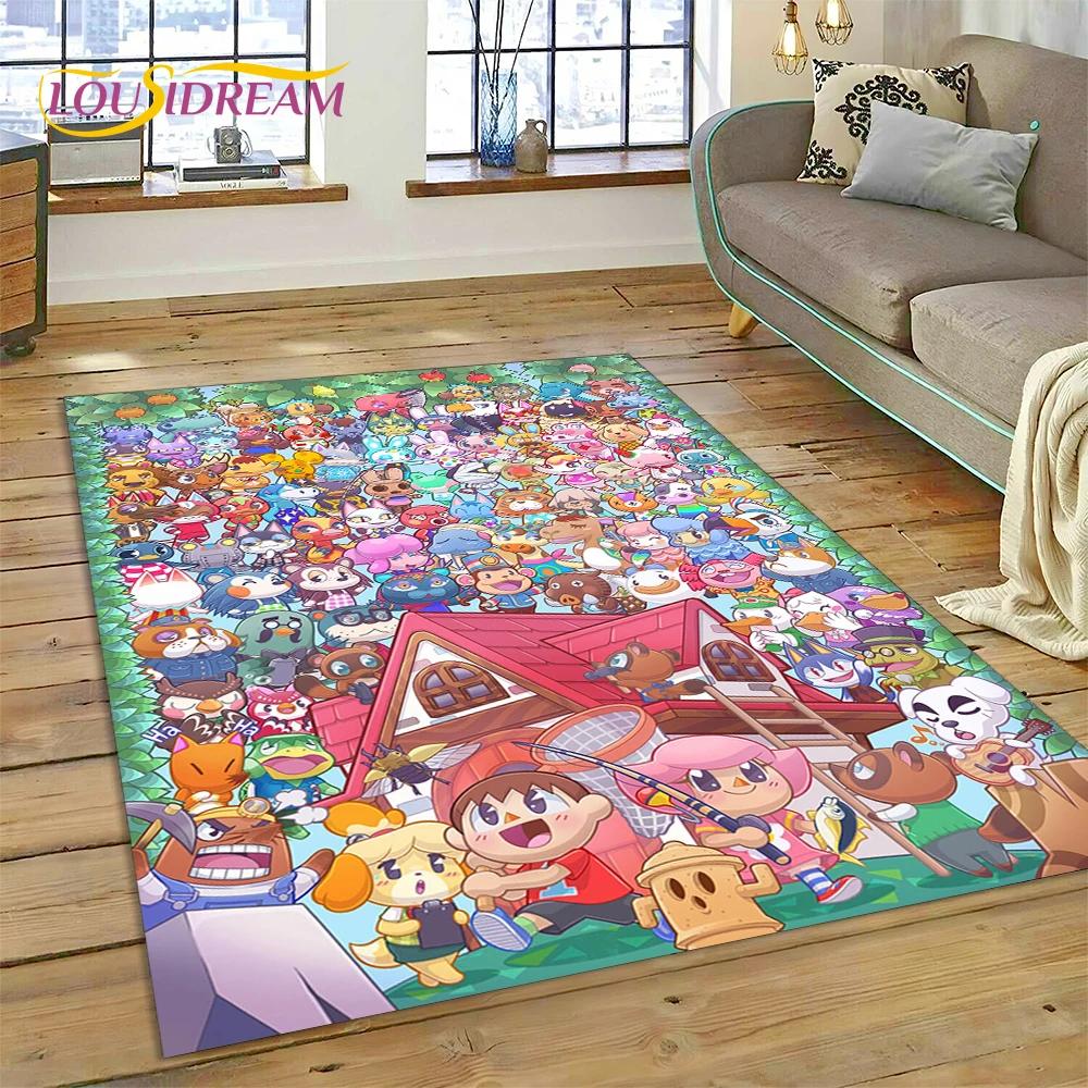 Cute Animal Crossing New Horizons Cartoon Carpet Rug for Bedroom Living Room Home Sofa Decoration,Kid Game Large Decor Floor Mat