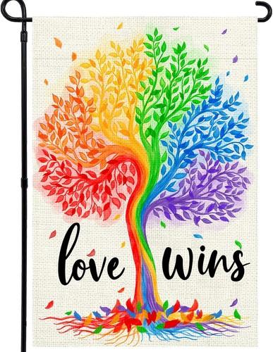 Pride Garden ag, Rainbow Tree Love Wins Double Sided ag for, 12x18 Inch XXQ