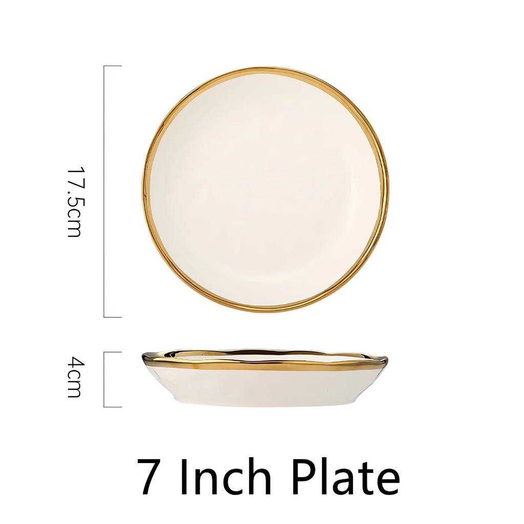 1pcs White Ceramic Plate Phnom Penh Tableware Salad Soup Bowl Food Dinner Dishes Wedding Decoration Dinnerware Household Kitchen