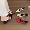 Pointed Open-toed Back Empty Wedge Heel Sandals Women's Summer New Red Thin Heel Cool Slippers