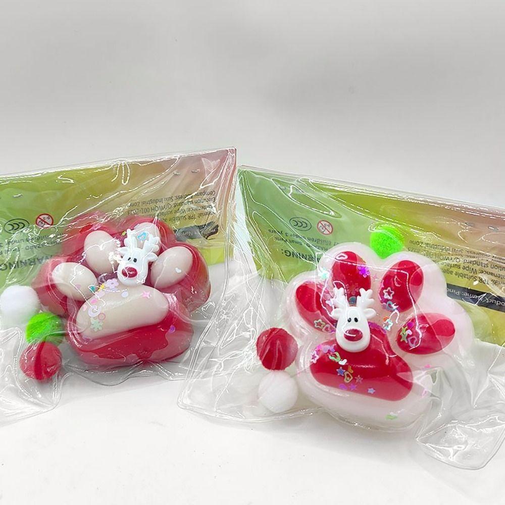 Santa Claus Deer Cat Claw Squishy Fidget Toy Silicone Pinch Decompression Toy Christmas Gift