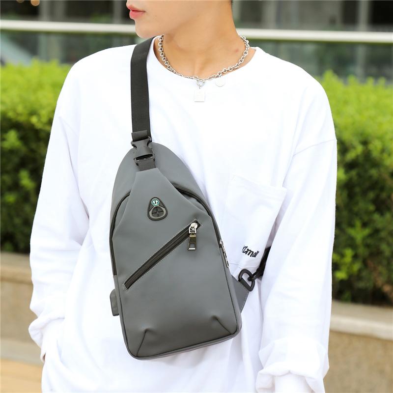 TS JYL laptop bag,Fashion Leather Chest Bag Men USB Charging Crossbody Outdoor Sports Pack