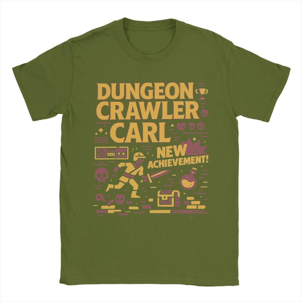 Men TShirts Dungeon Crawler Carl New Achievement Novelty Pure Cotton Tee Shirt Short Sleeve T Shirt Crewneck Clothes Plus Size