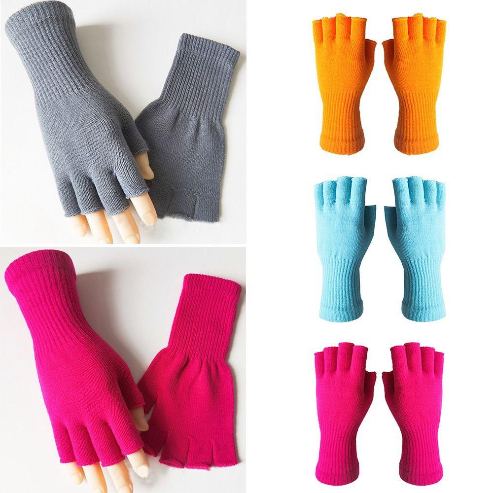 Half Finger Long Mitten Thicken Fingerless Gloves Winter Knitted Gloves Cycling Driving