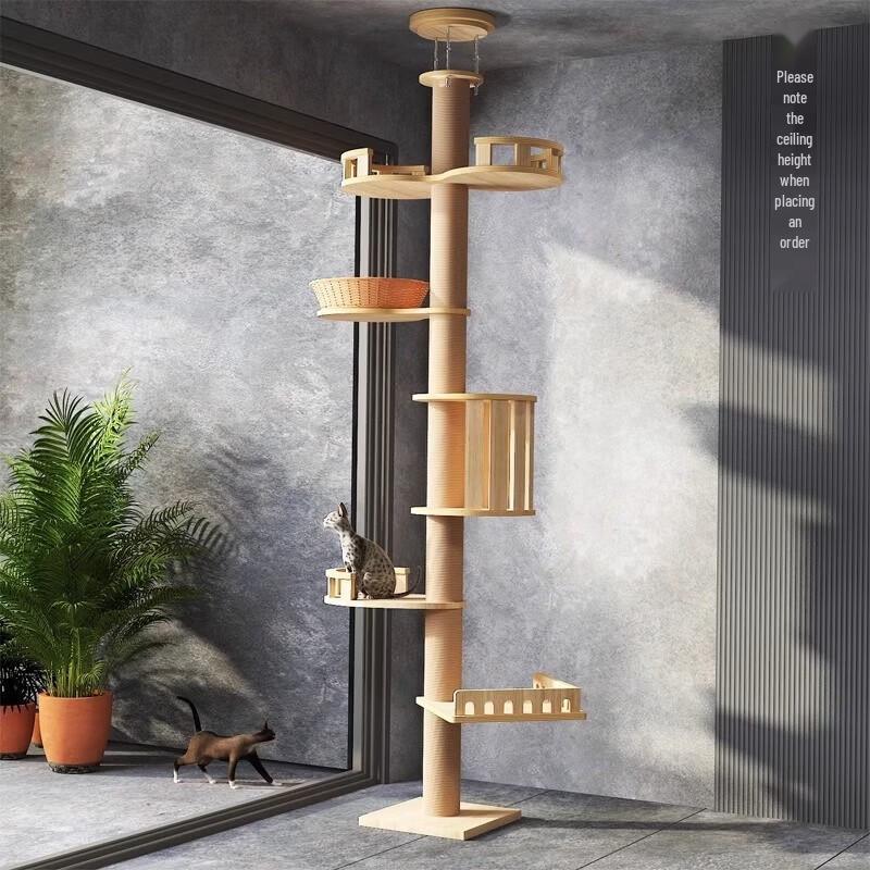 Floor-to-Ceiling Cat Tree with Integrated Condo