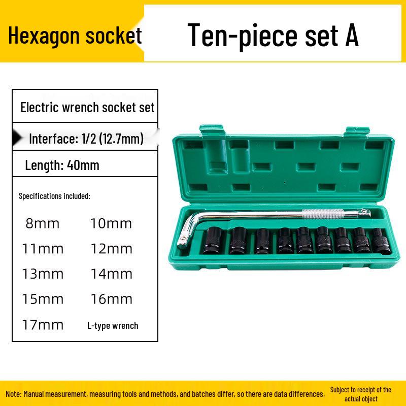 Набор торцевых головок для электроинструмента и пневмогайковёрта 1/2 шестигранный, 8-32 мм