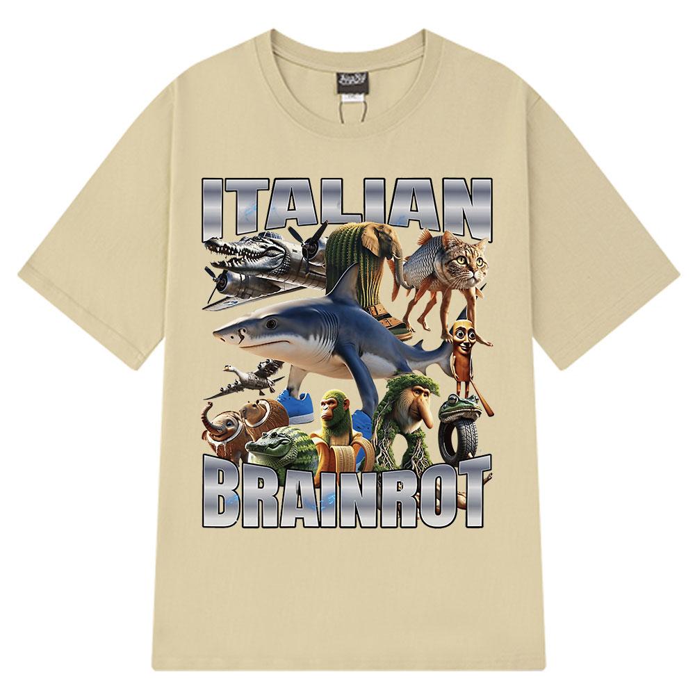 Italian Brainrot Tralalero Tralala Tung Tung Tung Sahur Bombardiro Crocodilo Funny Meme T-shirt Men Women Fashion Loose T Shirts