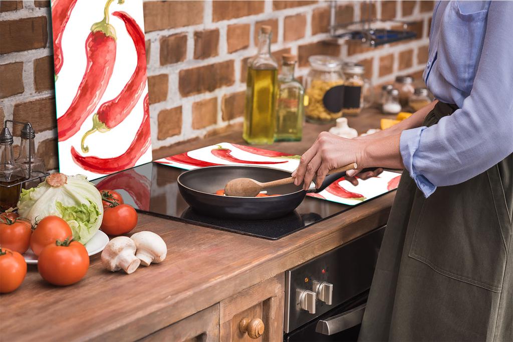 GLASS CUTTING BOARD 2x 30x52 PEPPERS