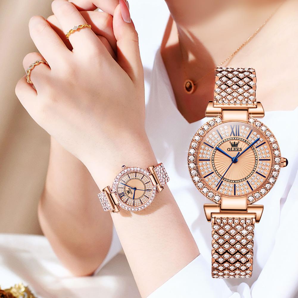 OLEVS Ladies Watch Woman Luxury Fashion Waterproof Watch for Women Watches Quartz Stainless Steel Clock Gift Relogio Feminino
