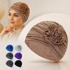 Double Layer Headscarf Hat 3D Flowers Headband Hat Simple Chemo Headwear Hat  For Women