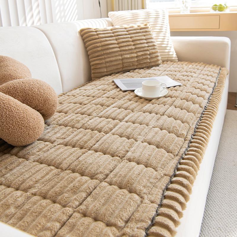 New Corduroy Sofa Cushion Autumn And Winter Plush Seat Cushion Simple Modern Non-Slip Leather Sofa Cover Cover Cloth