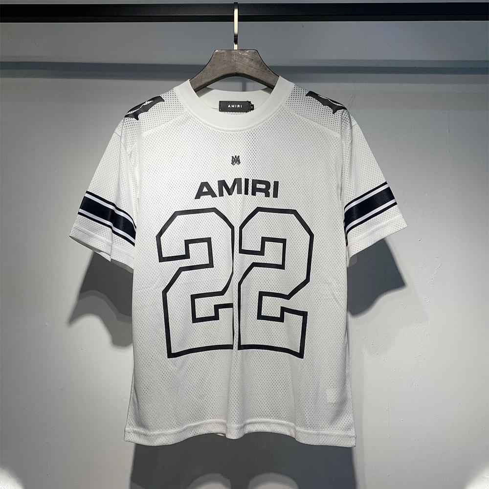 Мужская футболка American Trend Mesh с круглым вырезом и коротким рукавом, с принтом буквы «22»