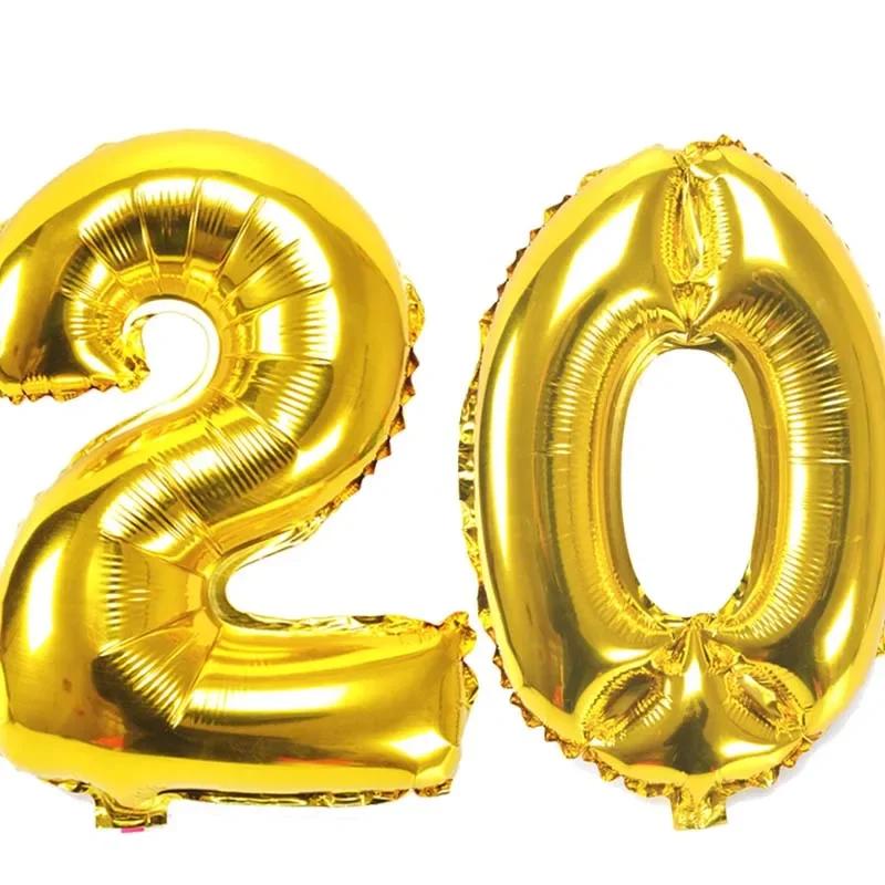 32-дюймовые фольгированные шары-цифры 10 20 30 40 50 60 70 80 90 лет Декор для дня рождения взрослого или пожилого человека, юбилей, воздушный шар