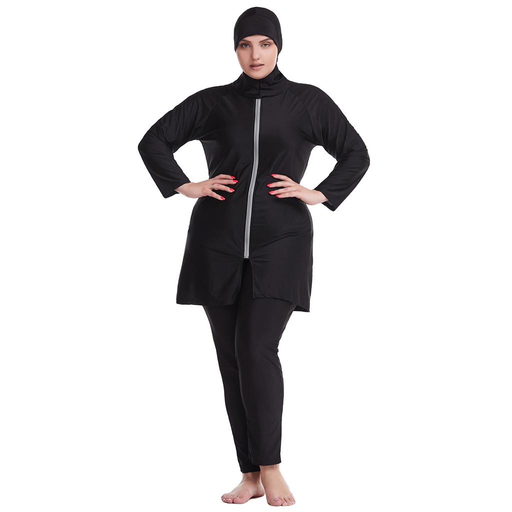 Plus Size Women Muslim Muslimah Swimwear Full Coverage Women Swimming Suit Highly Elastic Comfortable 3 Pieces Beachwear XL-6XL
