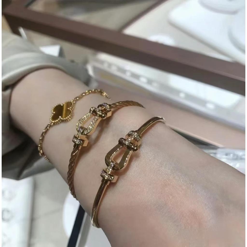 U-shaped Pull-ring Horseshoe Buckle Bracelet Simple and Fashionable Versatile Full Diamond