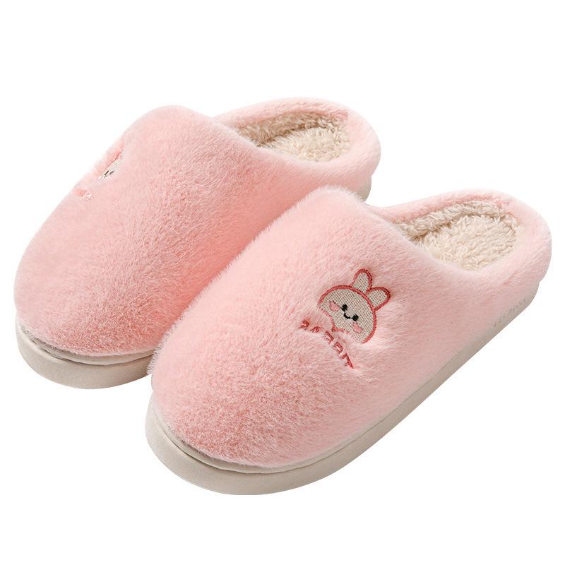 Anti-Slip Plush Warm Indoor Slippers: Thick-Soled Cotton Shoes for Couples - Men's & Women's Autumn/Winter Home Comfort