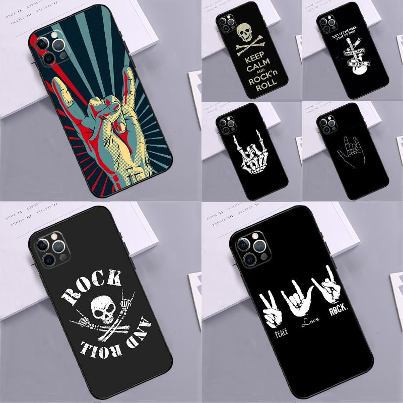Rock Roll Skull Bumper Case For iPhone 14 15 16 Pro Max 11 12 13 Pro Max Mini XR 16e 16 15 Plus Phone Cover