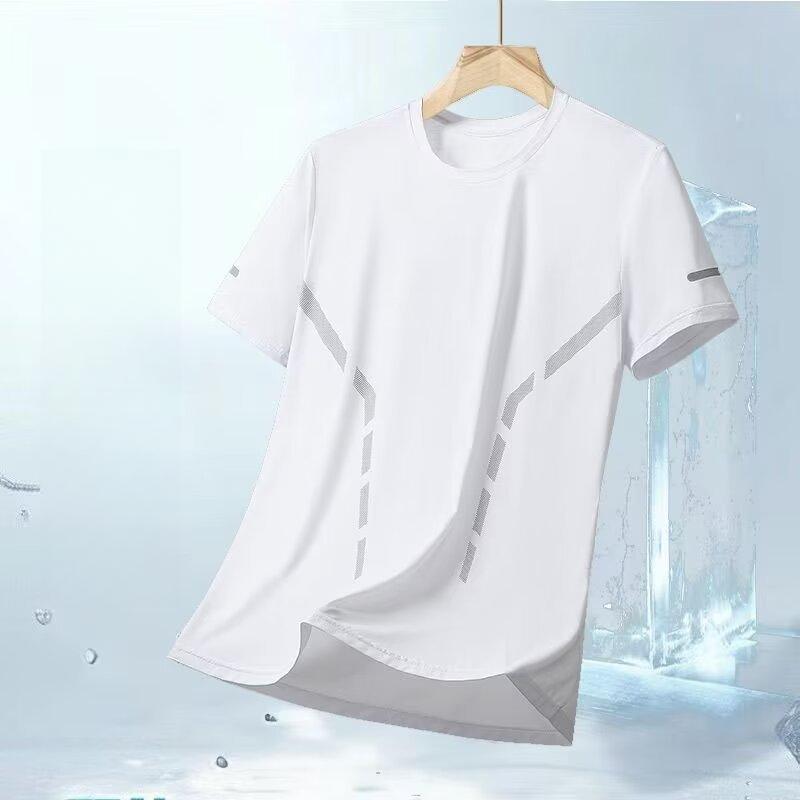 Футболка мужская свободного кроя Ice Silk с круглым вырезом и короткими рукавами — повседневная и спортивная одежда на каждый день