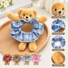 Scrunchie Hair Accessory Teddy Bear Hair Ring Plaid Plush Hair Band  Ear Fluffy Ponytail Holder