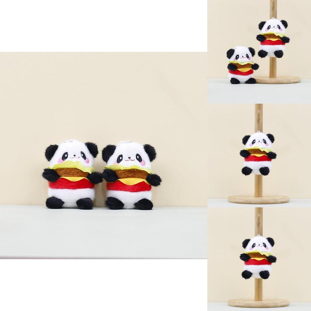 Adorable Hamburger Panda Plush Toy Keychain Cute Stuffed Animal Doll Accessory