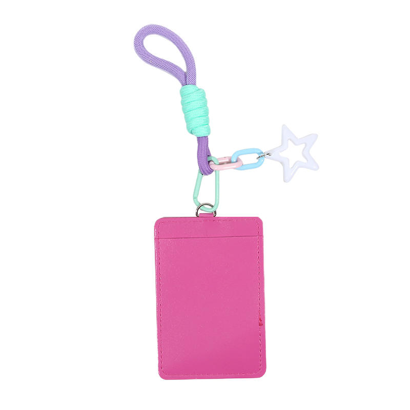 Portable ID Card Badge Holder Korea Version Star Small Photocard Sleeves with Pendant Keychain