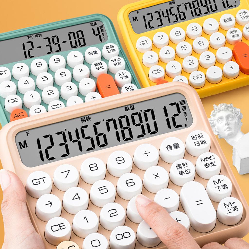12 Digit Calculator Large LCD Display Big Button Standard Mechanical Switch Calculator for Office Sc