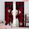 2pcs,2D Plane Printing Curtains&Window Treatment Small House Style Christmas Snowman Durable 100% Polyester Fabric (without Rod)