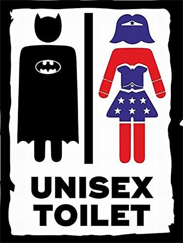 Tin Sign For Comic Superhero Inspired Unisex Toilet Metal Sign Bathroom Retro Vintage Metal Sign Wall Decor Home DecorAlumi