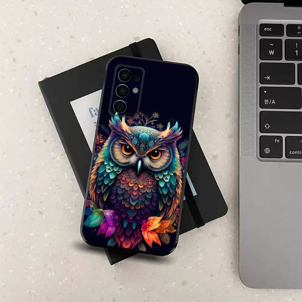 Милая C-Цветная Сова B-Птица Для Samsung Galaxy A73,31,71,53,32,72,Note,22,41,8,9,52,J7,Мягкий Черный Силиконовый Чехол