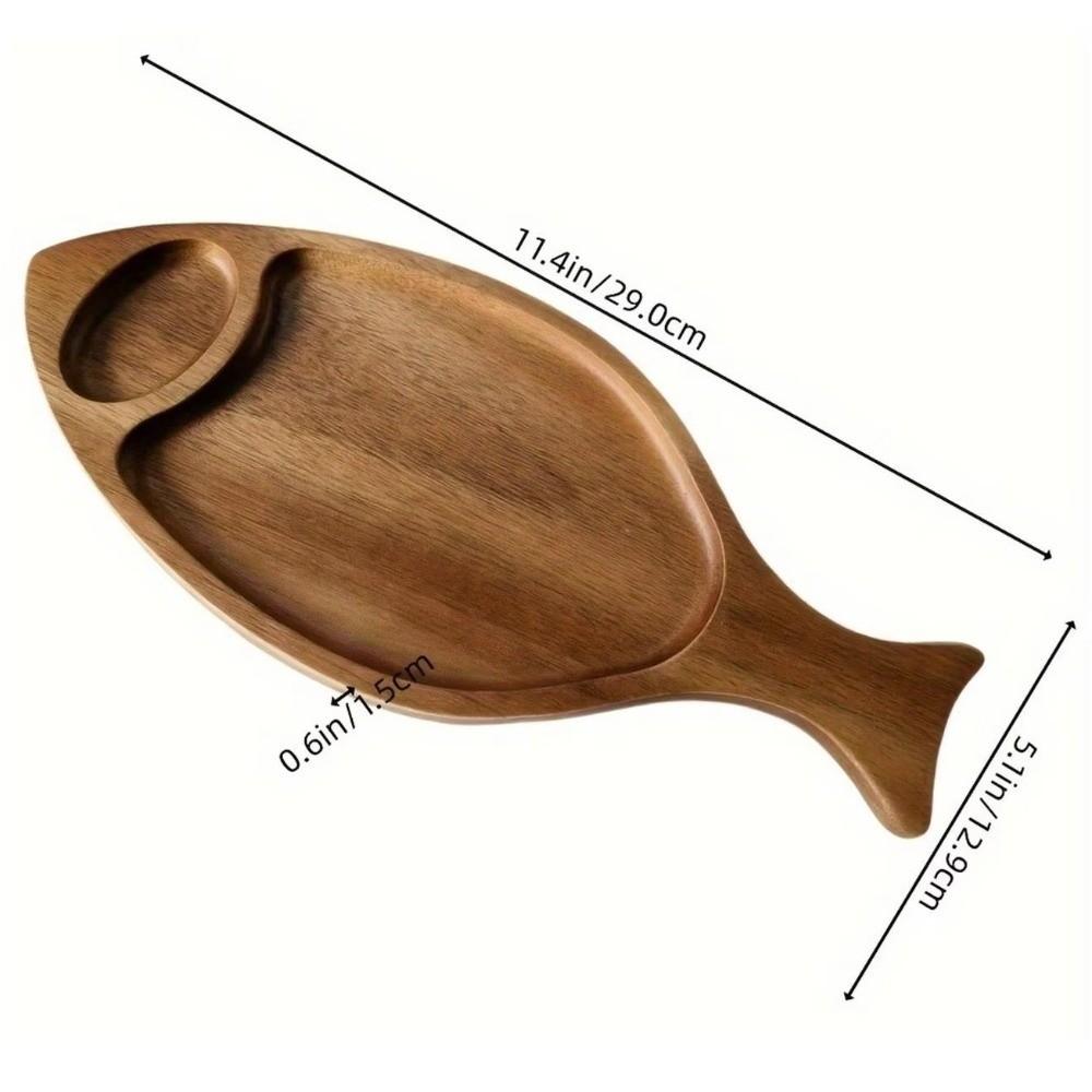 Natural Wooden Fish Dish Handmade Solid Wood Tray Tableware Bread Tray  Holiday Party