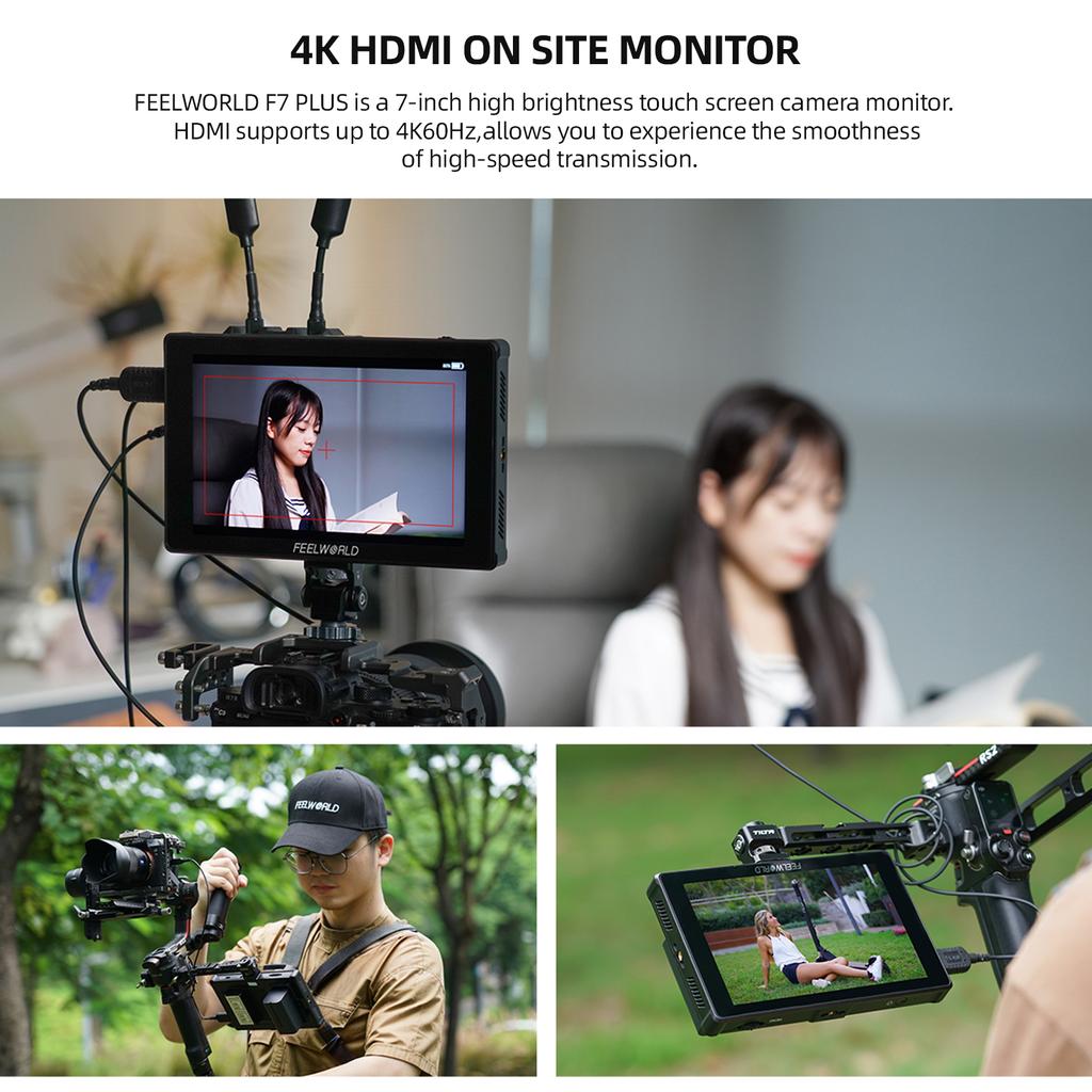FEELWORLD F7 PLUS 7-дюймовый цифровой зеркальный фотоаппарат, полевой монитор, видеомонитор, сенсорная панель управления, вход HDMI 4K