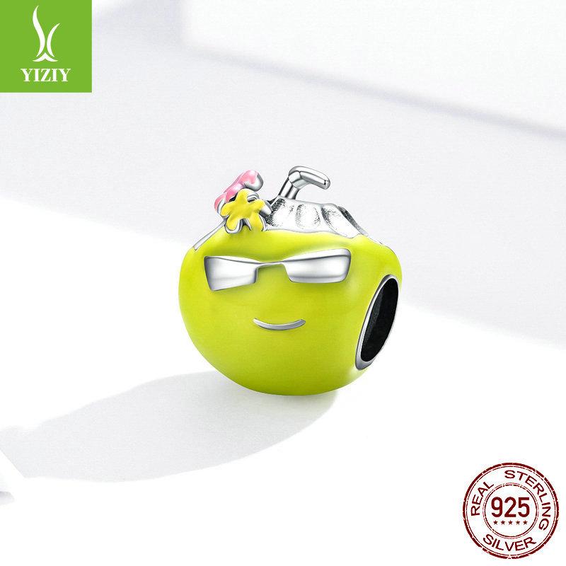 S925 Серебро Коллекция Разноцветных Фруктовых Бусин, Летний Ананас Лимон Сделай Сам Браслет Бисером Аксессуары