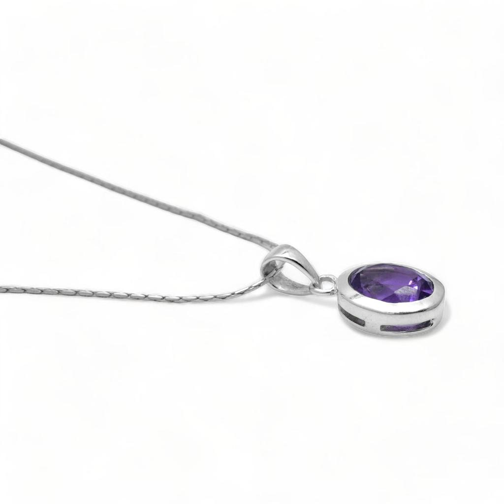 Real Oval Amethyst Pendant 92.5 Silver Women's Pendant Amethyst Locket for Her