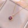 2023 New Fashion Round Zircon Pendant Necklace for Women Gold Color Stainless Steel Chain Jewelry Wedding Party Accessories