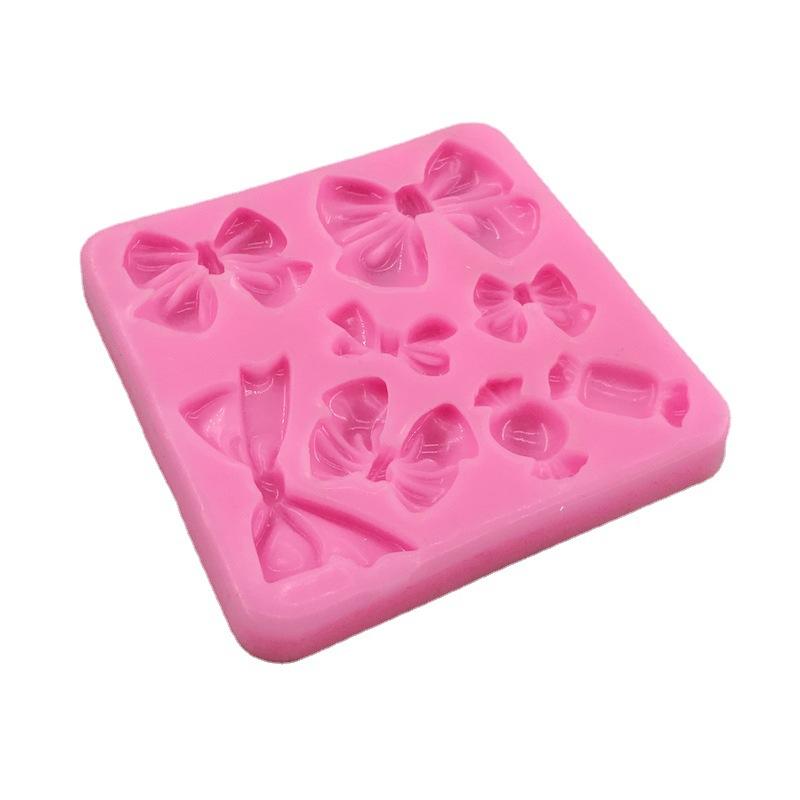 Cute Cartoon Bow Knot Resin Art Molds Silicone Fondant Mould Cake Decoration Tools Pastry Kitchen Baking Accessories Set